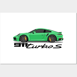 supercar 911 turbo s 992 green Posters and Art